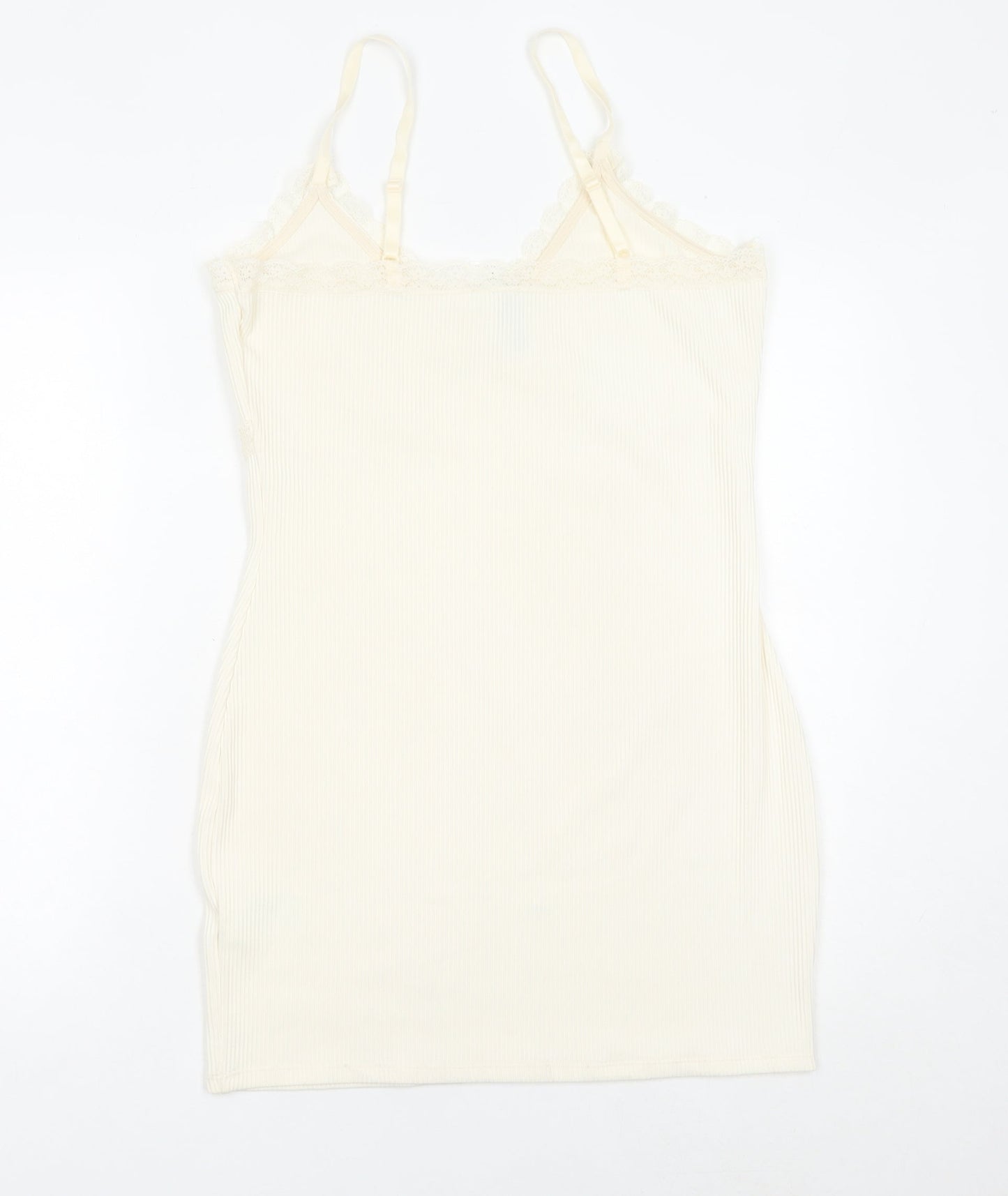 H&M Women’s Ivory Slip Dress Size 14 Lace Trim Stretch Sleeveless