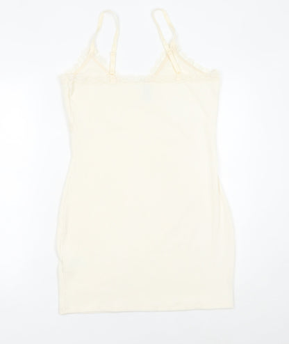 H&M Women’s Ivory Slip Dress Size 14 Lace Trim Stretch Sleeveless