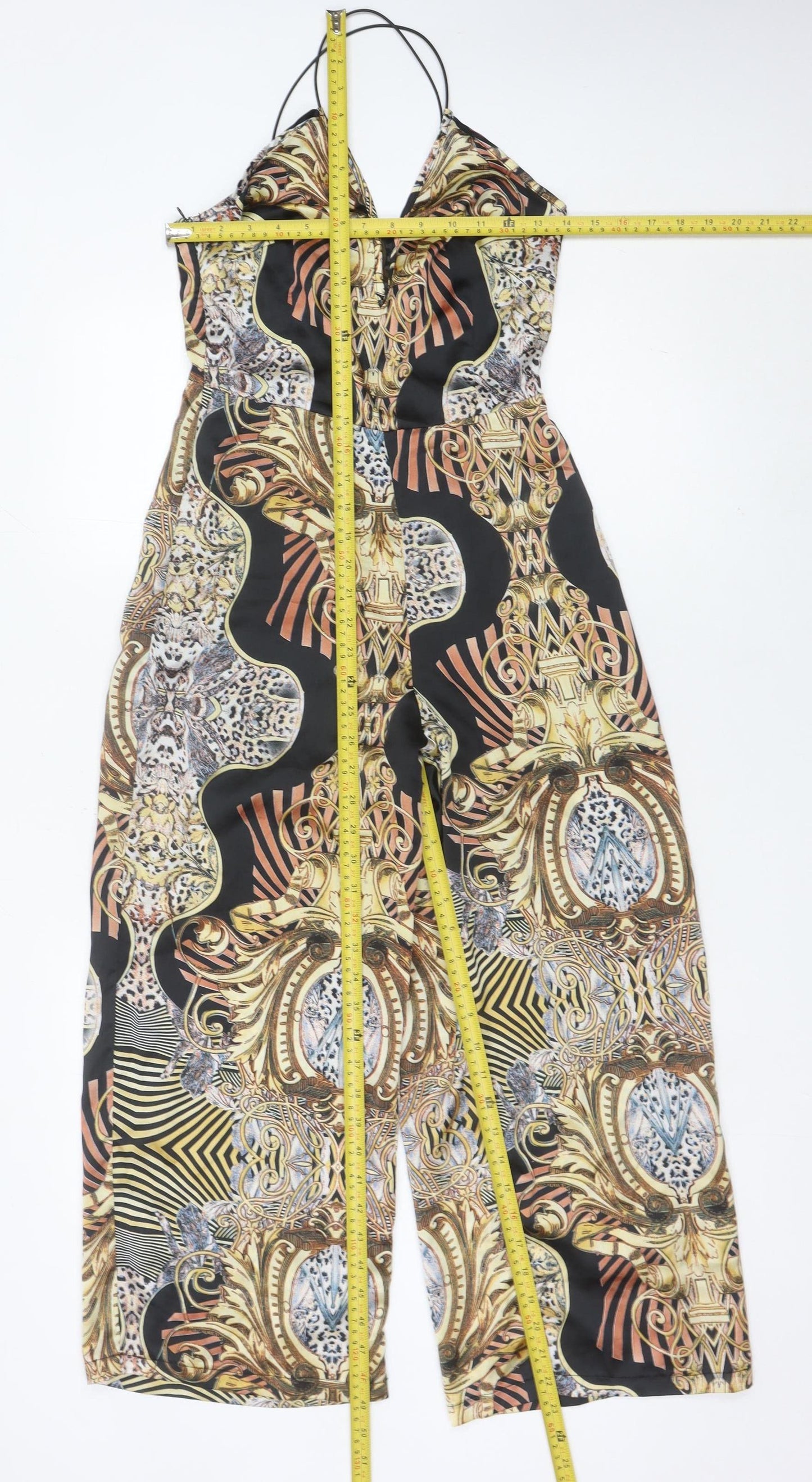 PrettyLittleThing Womens Multicoloured Halter Jumpsuit Size 6 Wide-Leg