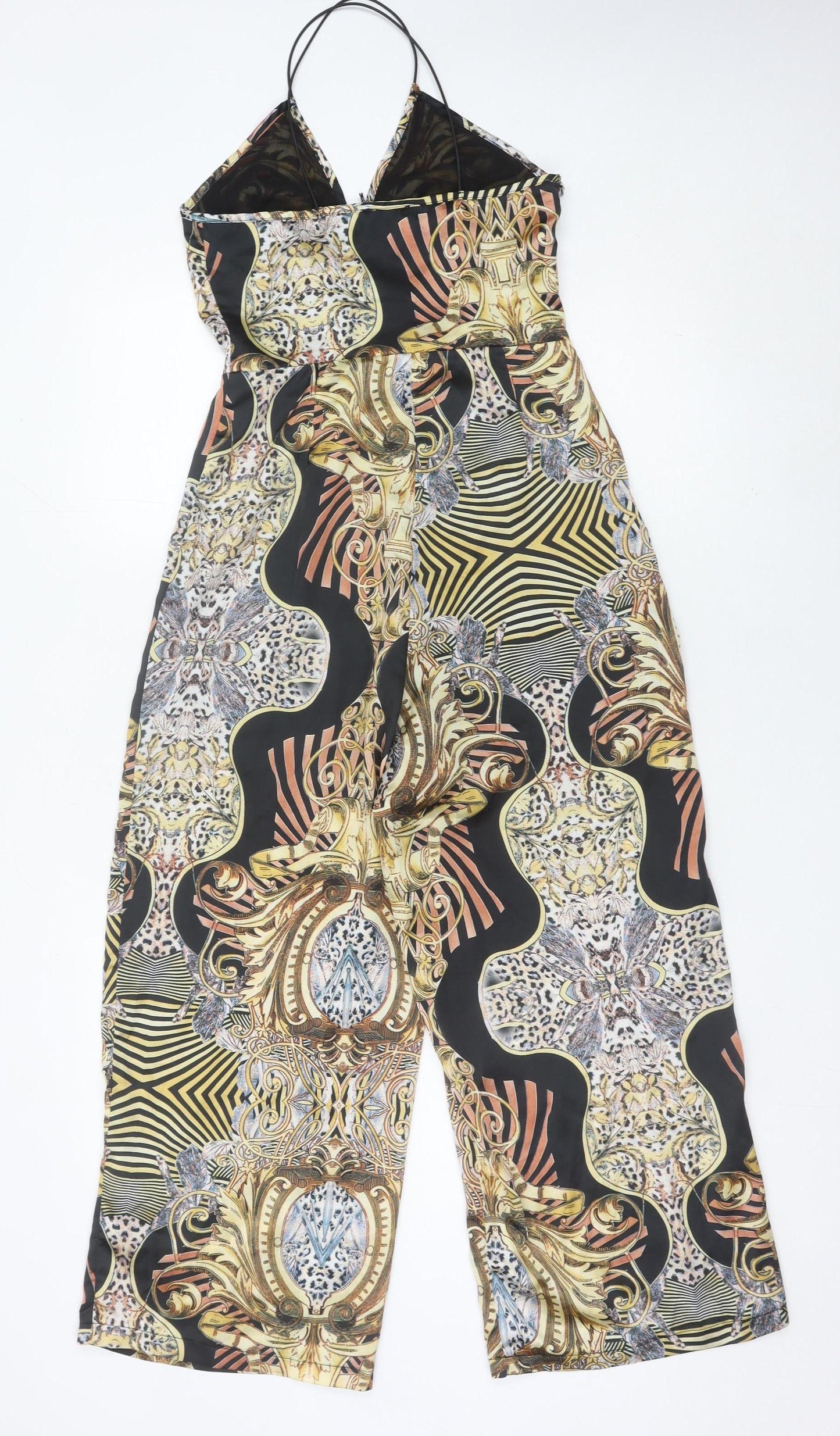 PrettyLittleThing Womens Multicoloured Halter Jumpsuit Size 6 Wide-Leg