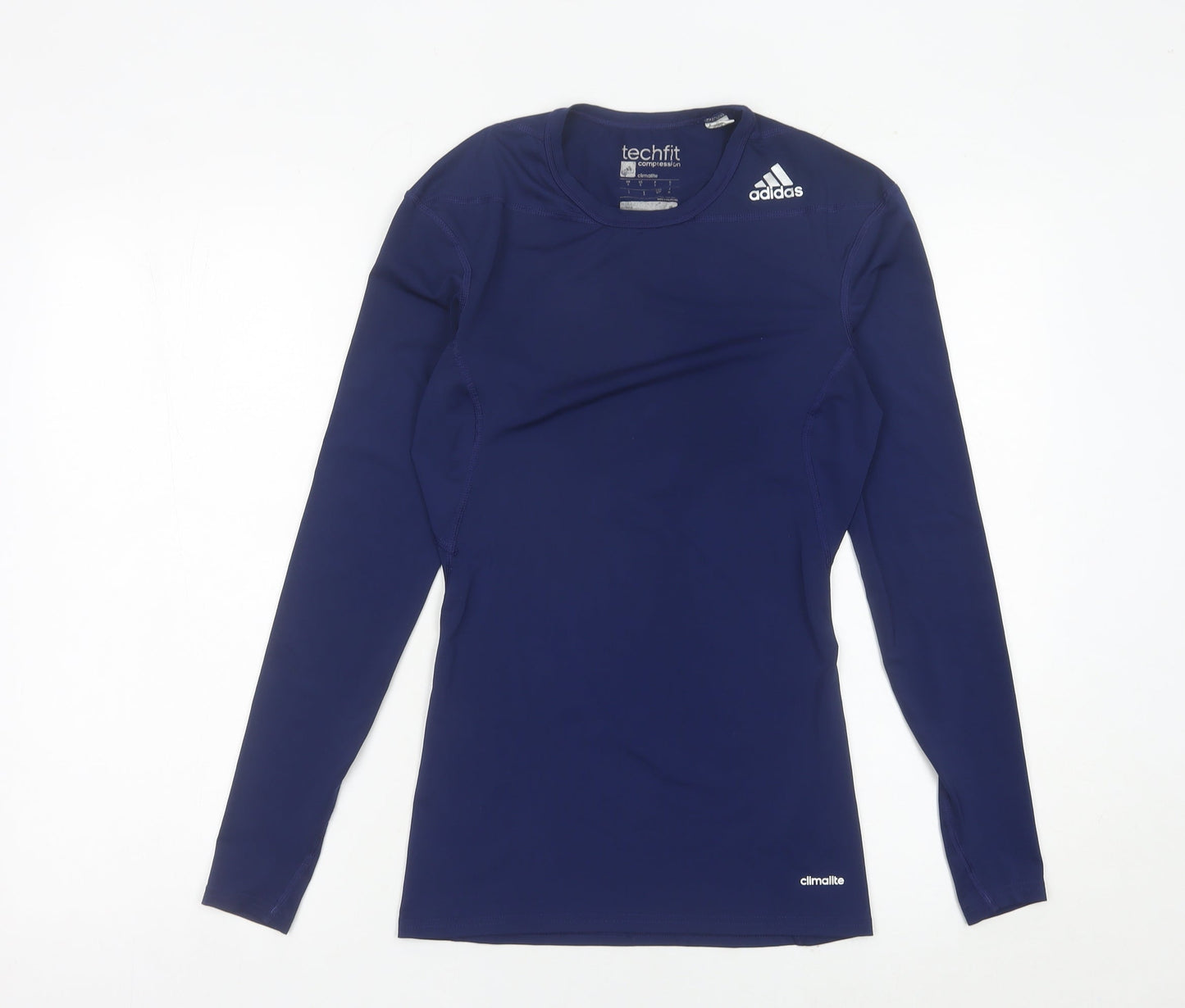 Adidas Mens Blue Techfit Compression Long Sleeve Sports Top Size S