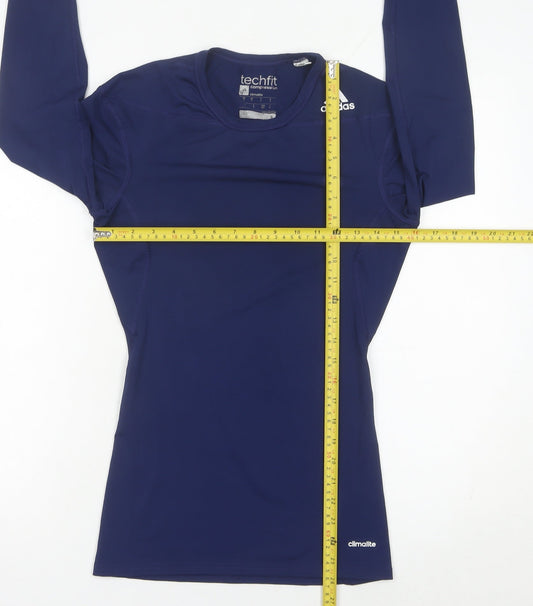 Adidas Mens Blue Techfit Compression Long Sleeve Sports Top Size S