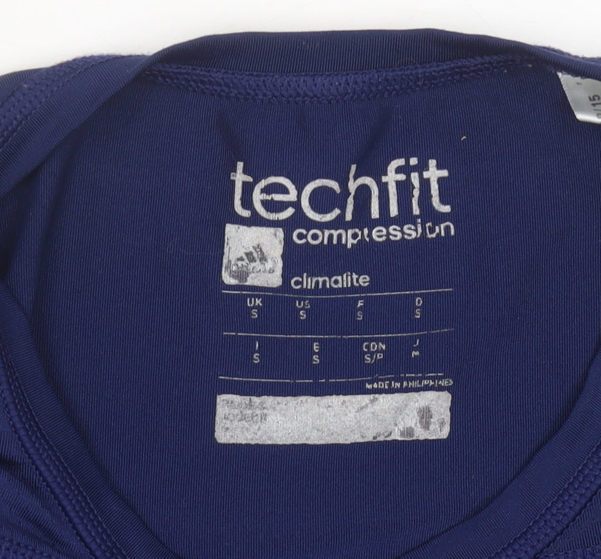 Adidas Mens Blue Techfit Compression Long Sleeve Sports Top Size S