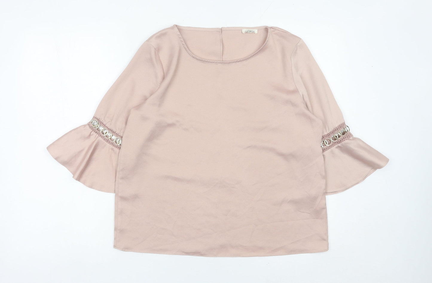 River Island Women Pink Size 12 Bell Sleeve Tunic Blouse