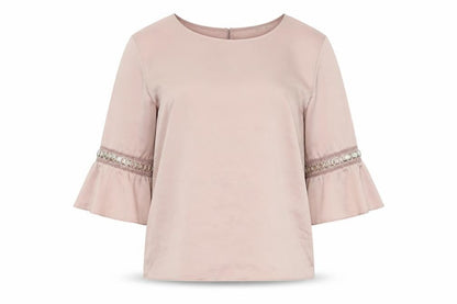 River Island Women Pink Size 12 Bell Sleeve Tunic Blouse