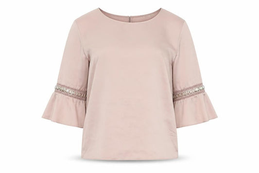River Island Women Pink Size 12 Bell Sleeve Tunic Blouse