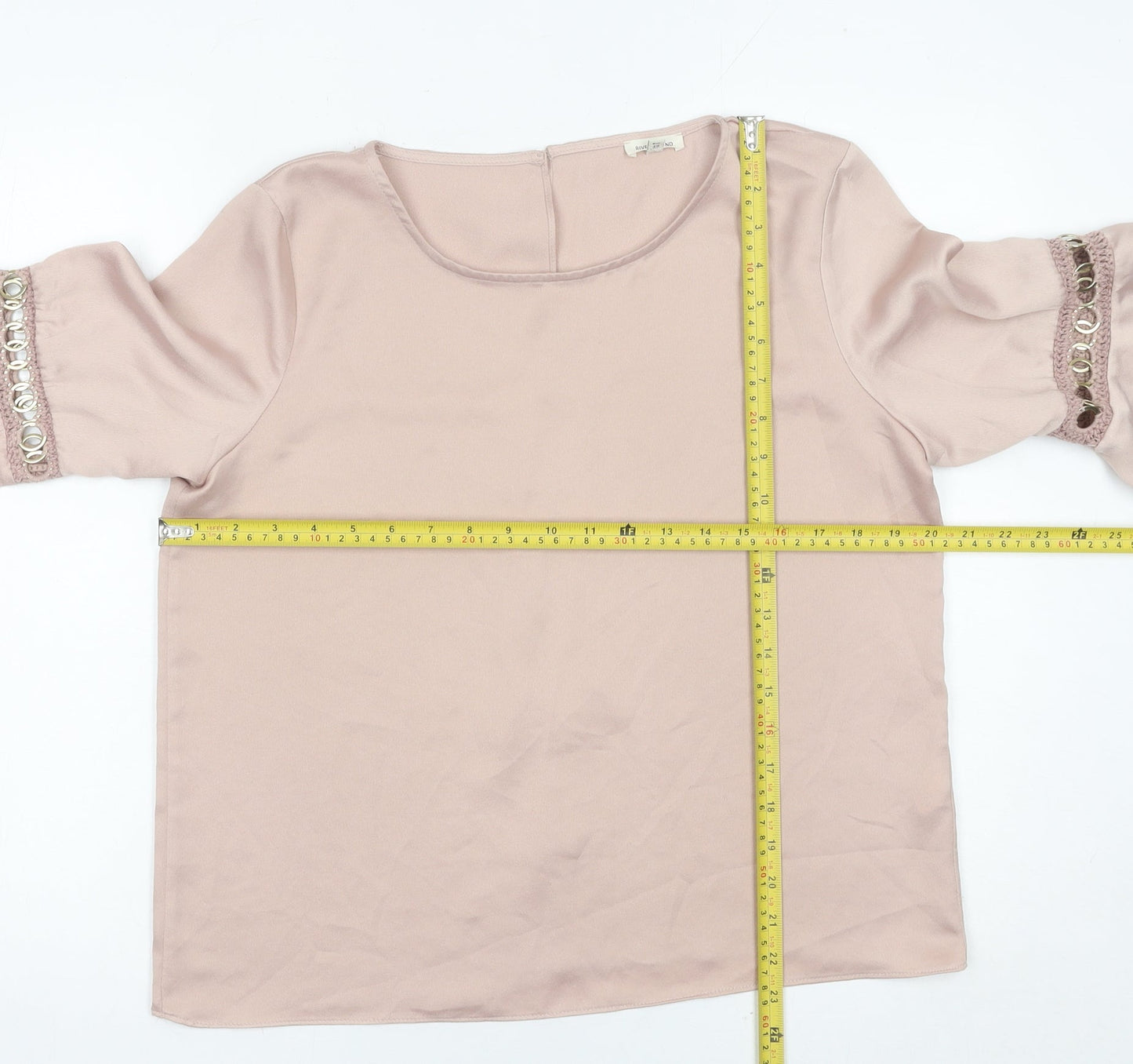 River Island Women Pink Size 12 Bell Sleeve Tunic Blouse