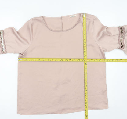 River Island Women Pink Size 12 Bell Sleeve Tunic Blouse