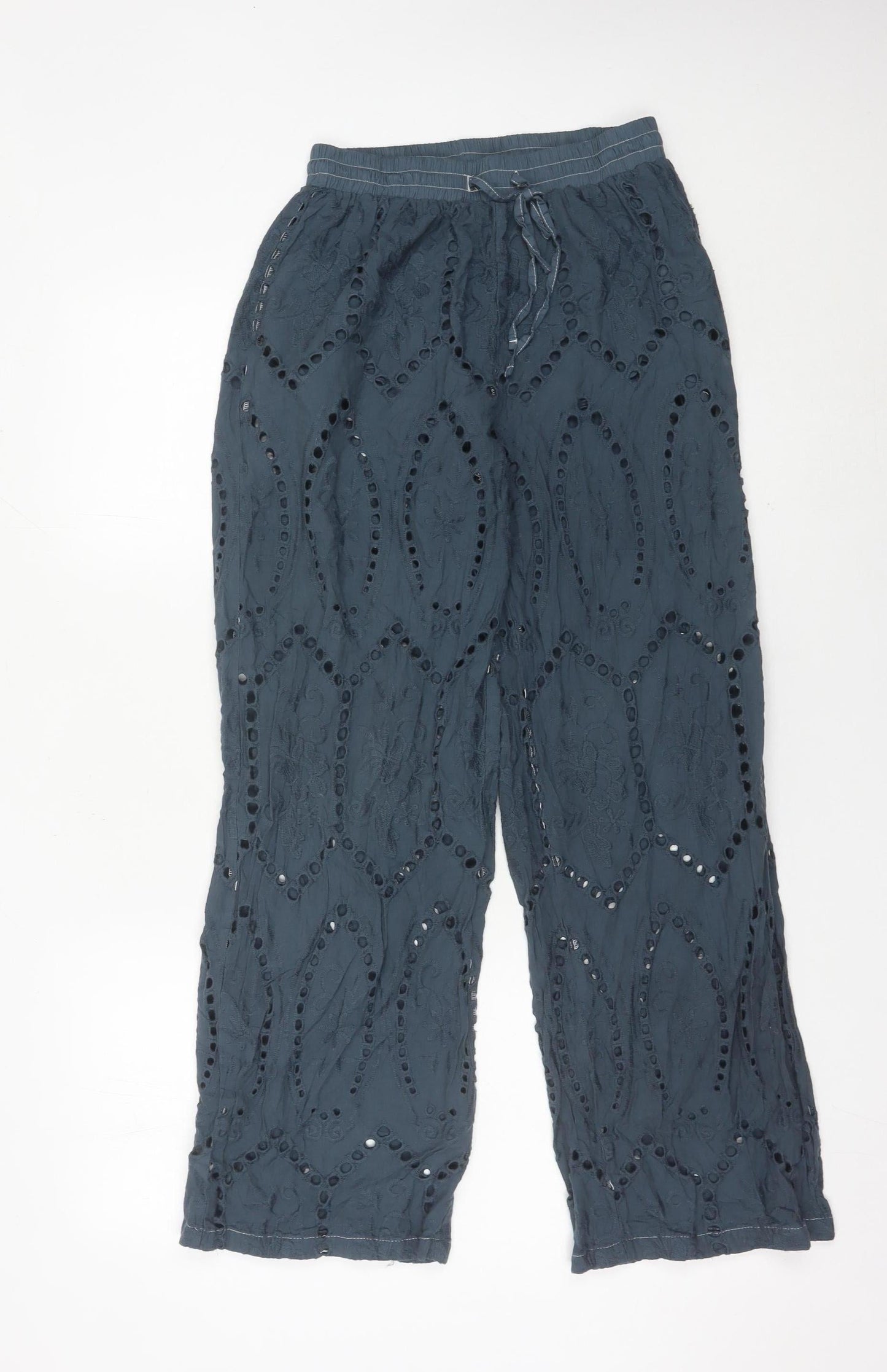 Womens UK Size 10 Boohoo Relaxed Fit CasualTravelParty/Cocktail Blue Trousers