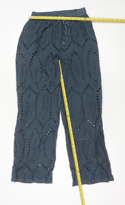 Womens UK Size 10 Boohoo Relaxed Fit CasualTravelParty/Cocktail Blue Trousers