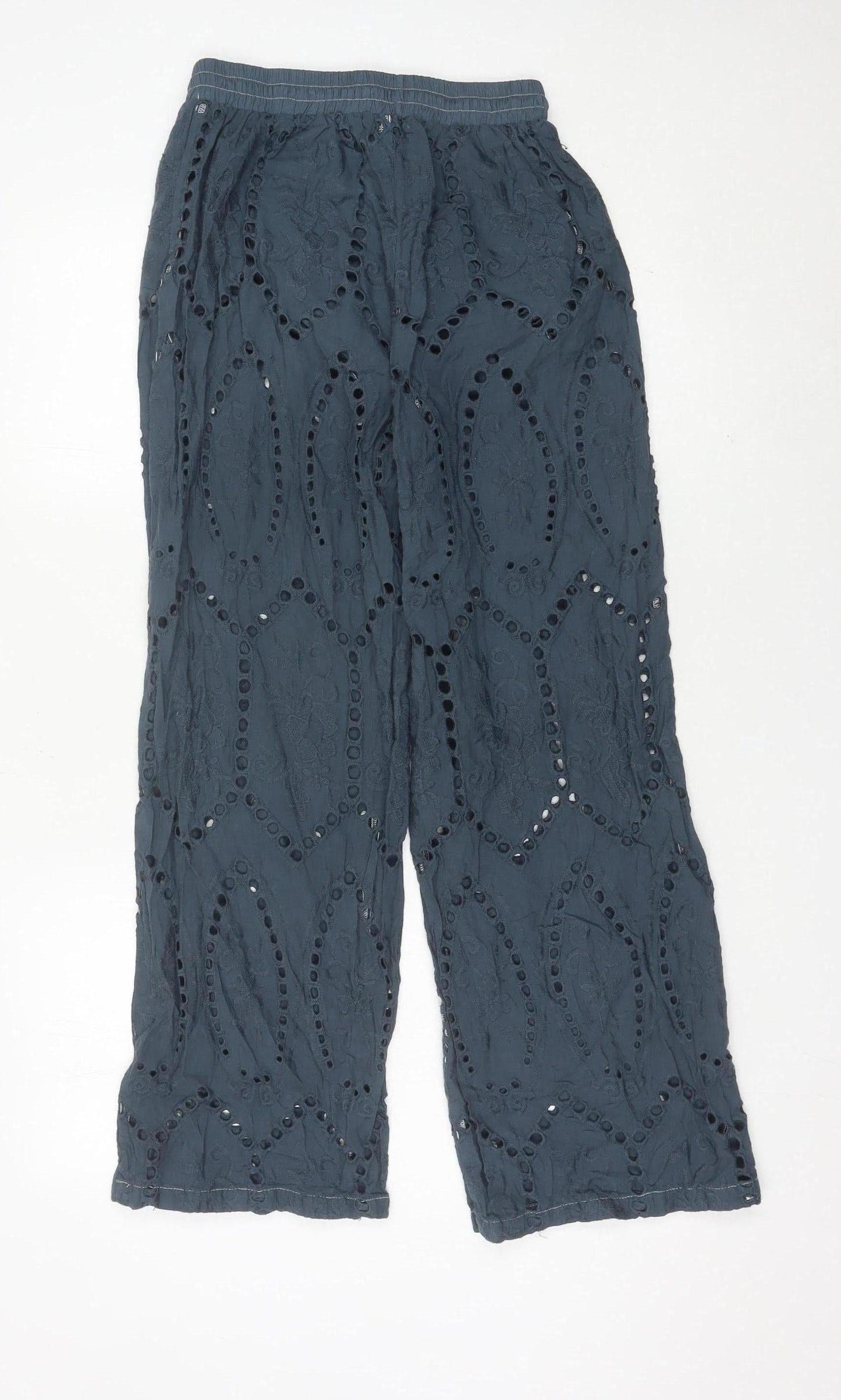Womens UK Size 10 Boohoo Relaxed Fit CasualTravelParty/Cocktail Blue Trousers