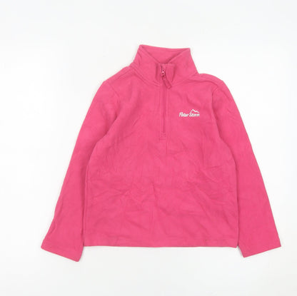 Peter Storm Girls Pink Fleece Sweatshirt 5-6 Years Half Zip Pullover