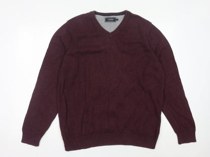 Maine New England Men’s Red V-Neck Cotton Jumper Size L