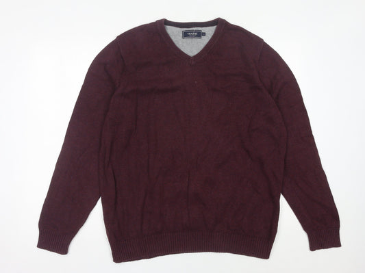 Maine New England Men’s Red V-Neck Cotton Jumper Size L