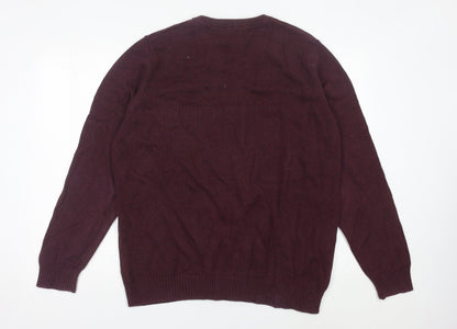 Maine New England Men’s Red V-Neck Cotton Jumper Size L