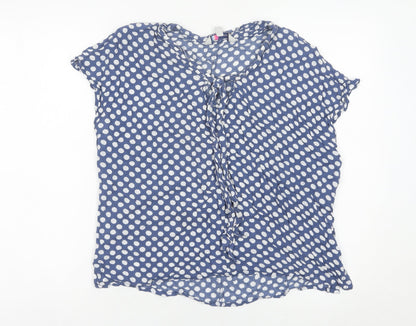 Crew Clothing Co. Women’s Blue Polka Dot Blouse Size 14 Viscose
