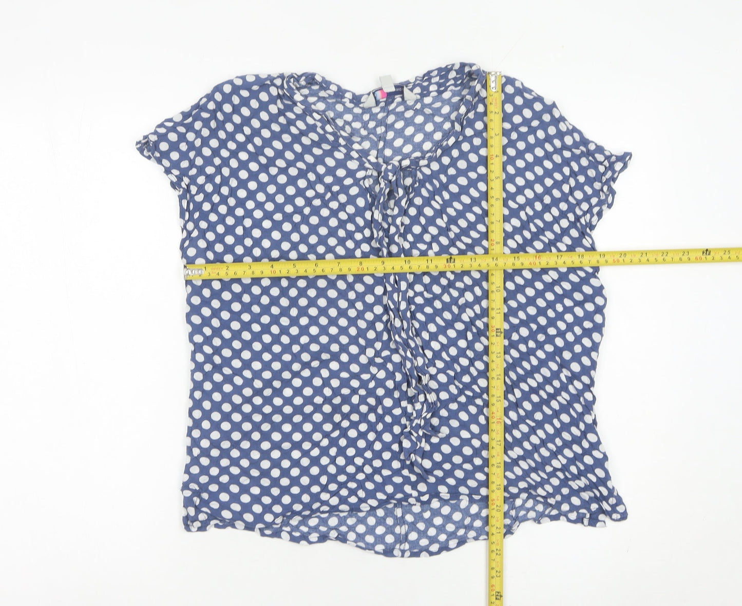 Crew Clothing Co. Women’s Blue Polka Dot Blouse Size 14 Viscose