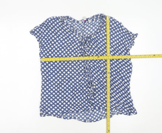 Crew Clothing Co. Women’s Blue Polka Dot Blouse Size 14 Viscose