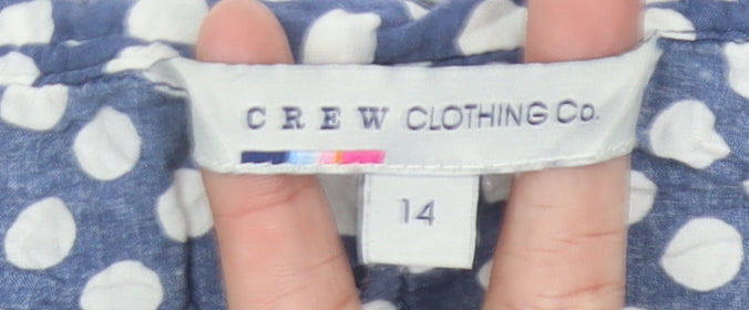 Crew Clothing Co. Women’s Blue Polka Dot Blouse Size 14 Viscose