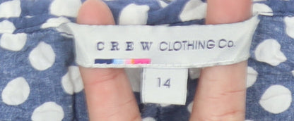 Crew Clothing Co. Women’s Blue Polka Dot Blouse Size 14 Viscose