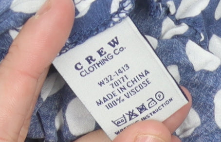 Crew Clothing Co. Women’s Blue Polka Dot Blouse Size 14 Viscose