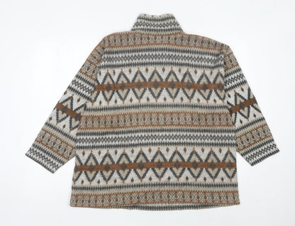 Instyle Womens Brown Grey Fair Isle 1/4 Zip Wool Blend Sweatshirt One Size