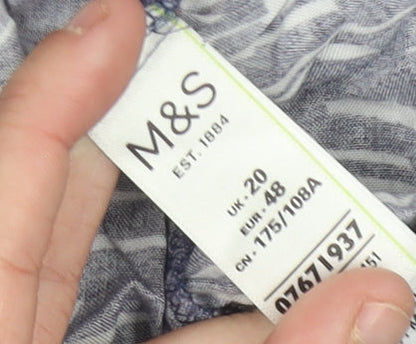 Marks and Spencer Women’s Blue Print Viscose Slip Dress UK 20