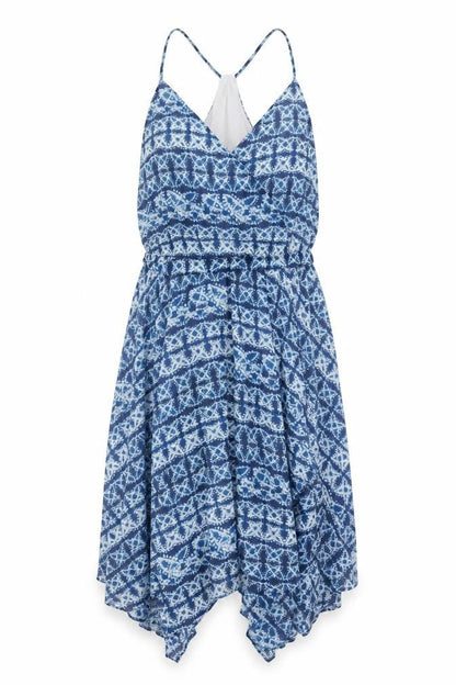 Banana Republic Women Blue L Geometric Sleeveless Hi-Low Slip Dress