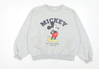 H&M Women’s Grey Mickey Mouse Sweatshirt XS Cotton Blend