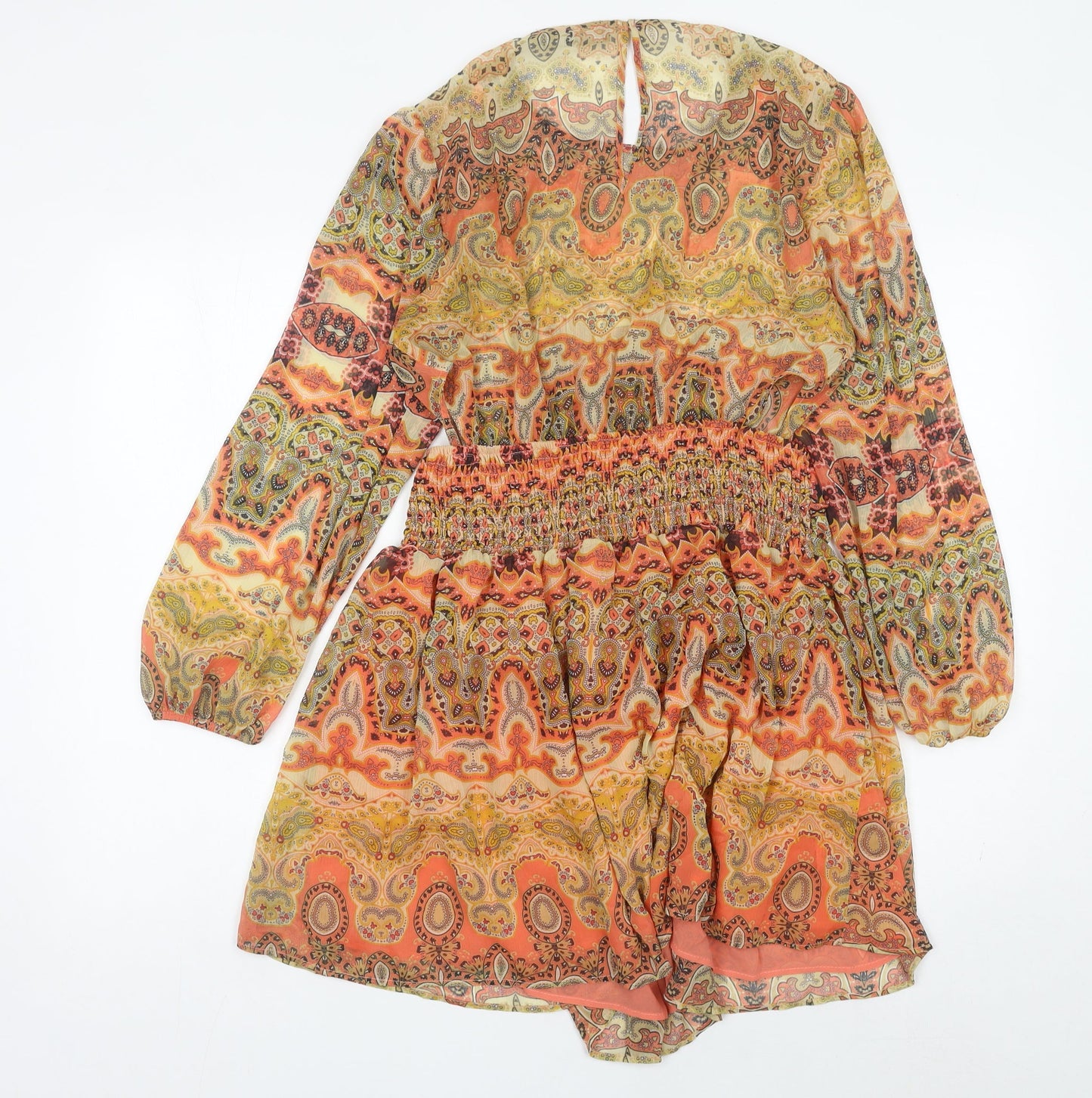 MNG Womens Multicoloured Paisley Short Dress Size 12 Boho Chiffon