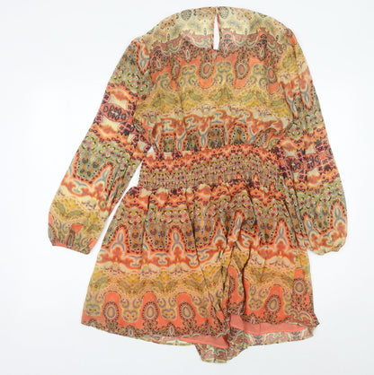 MNG Womens Multicoloured Paisley Short Dress Size 12 Boho Chiffon