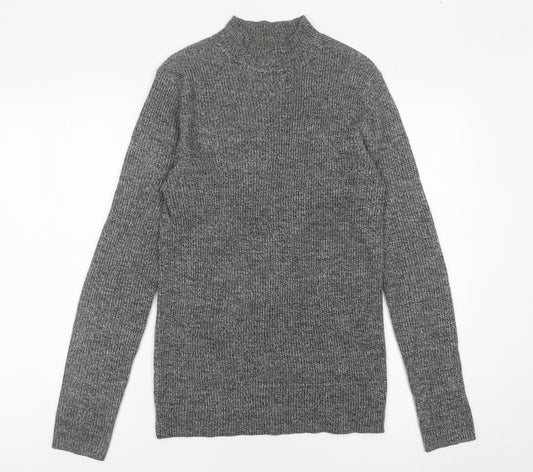 ASOS Men’s Grey Mock Neck Pullover Jumper Size M Acrylic Knit