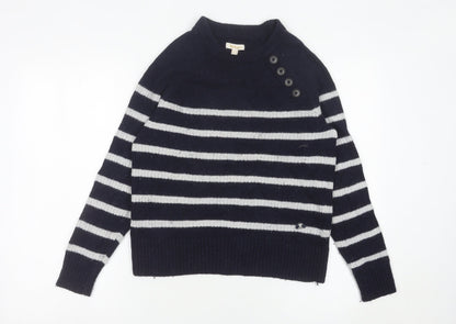 Barbour Womens Blue Striped Wool Jumper Size 10 Crew Neck