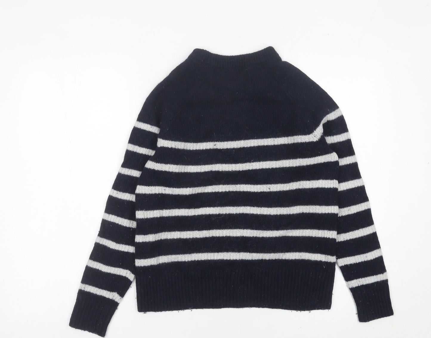 Barbour Womens Blue Striped Wool Jumper Size 10 Crew Neck