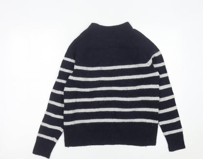 Barbour Womens Blue Striped Wool Jumper Size 10 Crew Neck