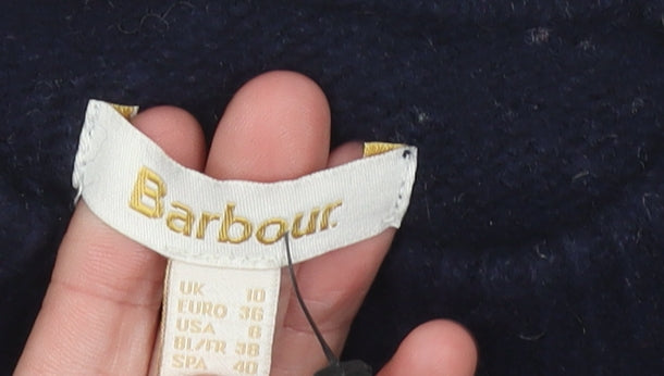 Barbour Womens Blue Striped Wool Jumper Size 10 Crew Neck