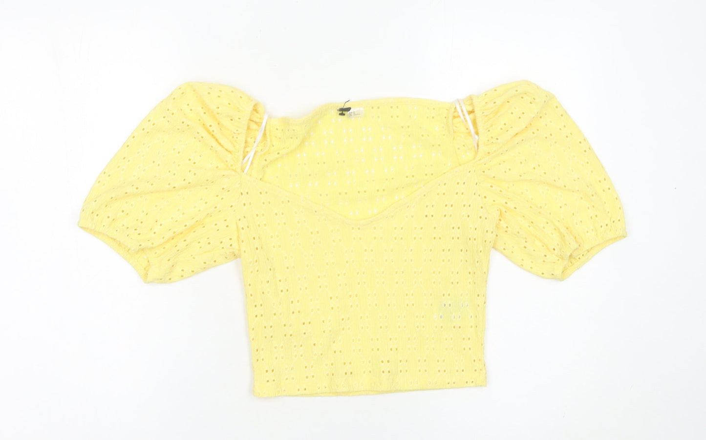 Womens UK Size 14 H&M Yellow Cropped Blouse