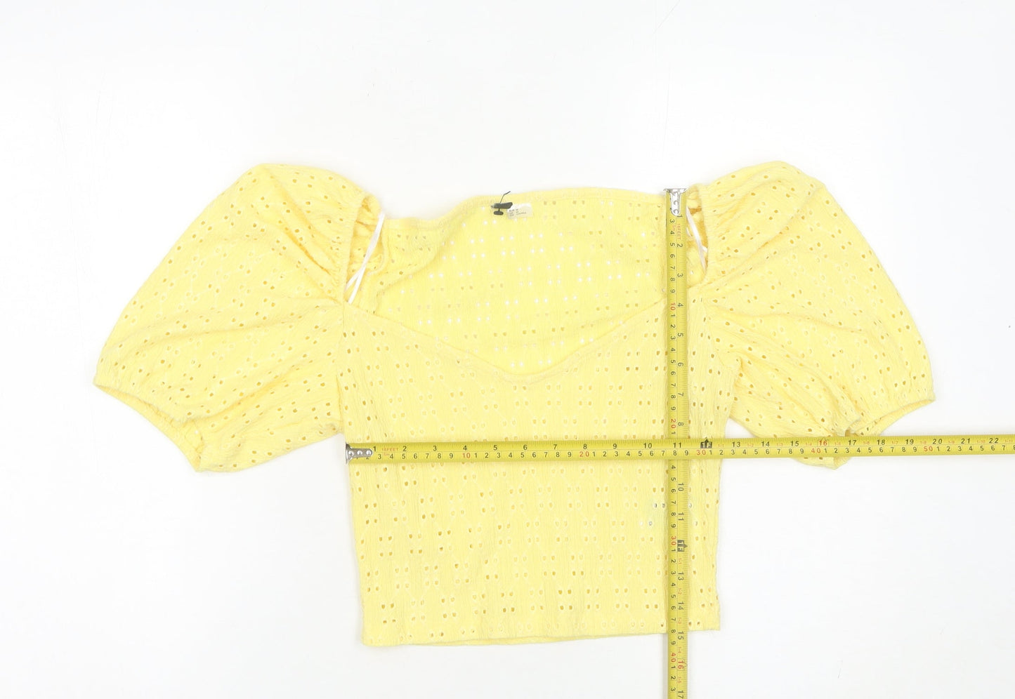 Womens UK Size 14 H&M Yellow Cropped Blouse