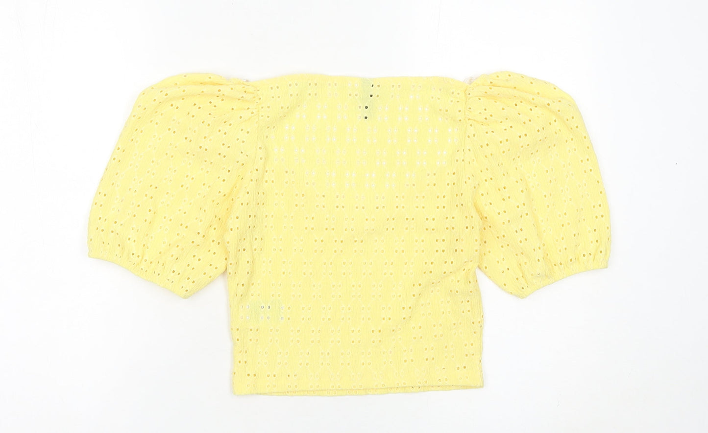 Womens UK Size 14 H&M Yellow Cropped Blouse