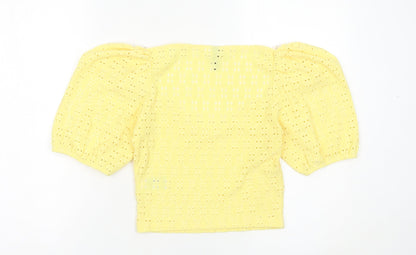 Womens UK Size 14 H&M Yellow Cropped Blouse