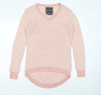 SoulCal&Co Women’s Pink V-Neck Waffle Knit Jumper Size 14