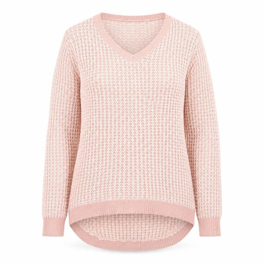 SoulCal&Co Women’s Pink V-Neck Waffle Knit Jumper Size 14