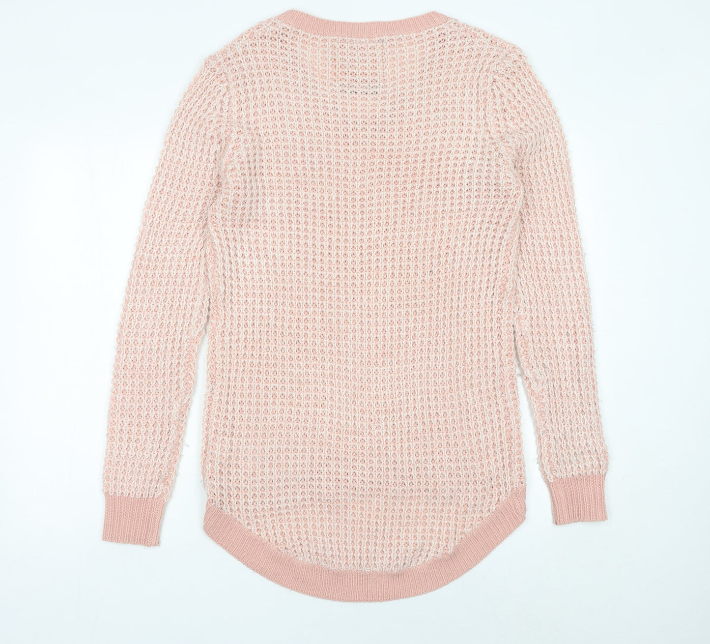 SoulCal&Co Women’s Pink V-Neck Waffle Knit Jumper Size 14