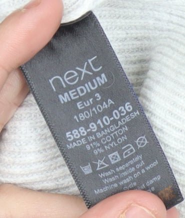 Next Men’s Black Grey White Knit Hoodie Jumper Medium