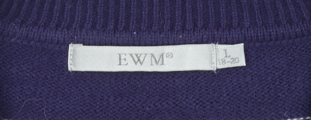 EWM Womens Blue Striped Collared Pullover Jumper Size 18-20