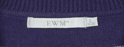 EWM Womens Blue Striped Collared Pullover Jumper Size 18-20