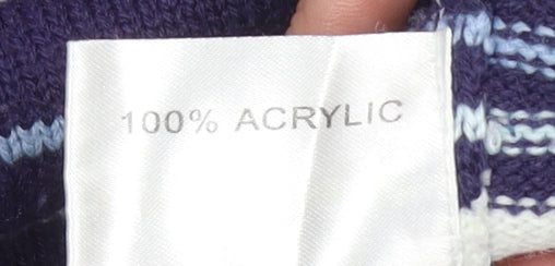 EWM Womens Blue Striped Collared Pullover Jumper Size 18-20