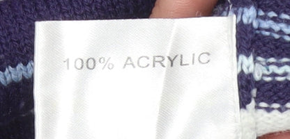 EWM Womens Blue Striped Collared Pullover Jumper Size 18-20