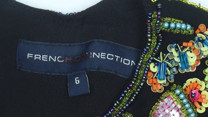 French Connection Women’s Black Silk Beaded Sheath Dress Size 6