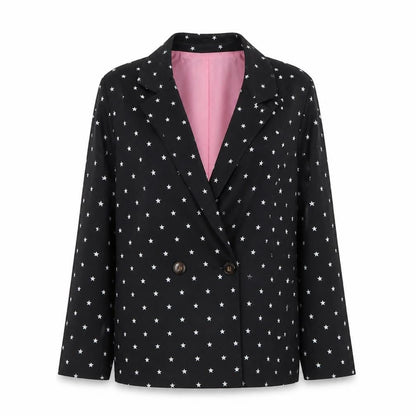 Daisy Street Womens Black Star Print Blazer Jacket UK 12